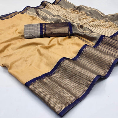Chikoo Woven Cotton Silk Saree