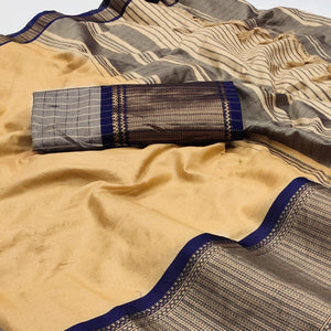 Chikoo Woven Cotton Silk Saree