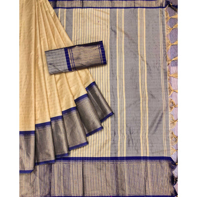 Chikoo Woven Cotton Silk Saree