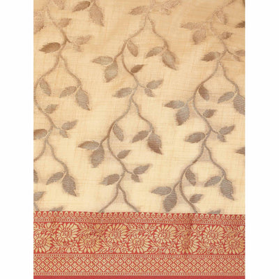 Chikoo Woven Cotton Silk Saree With Tassels