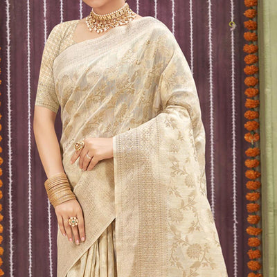 Chikoo Woven Linen Saree
