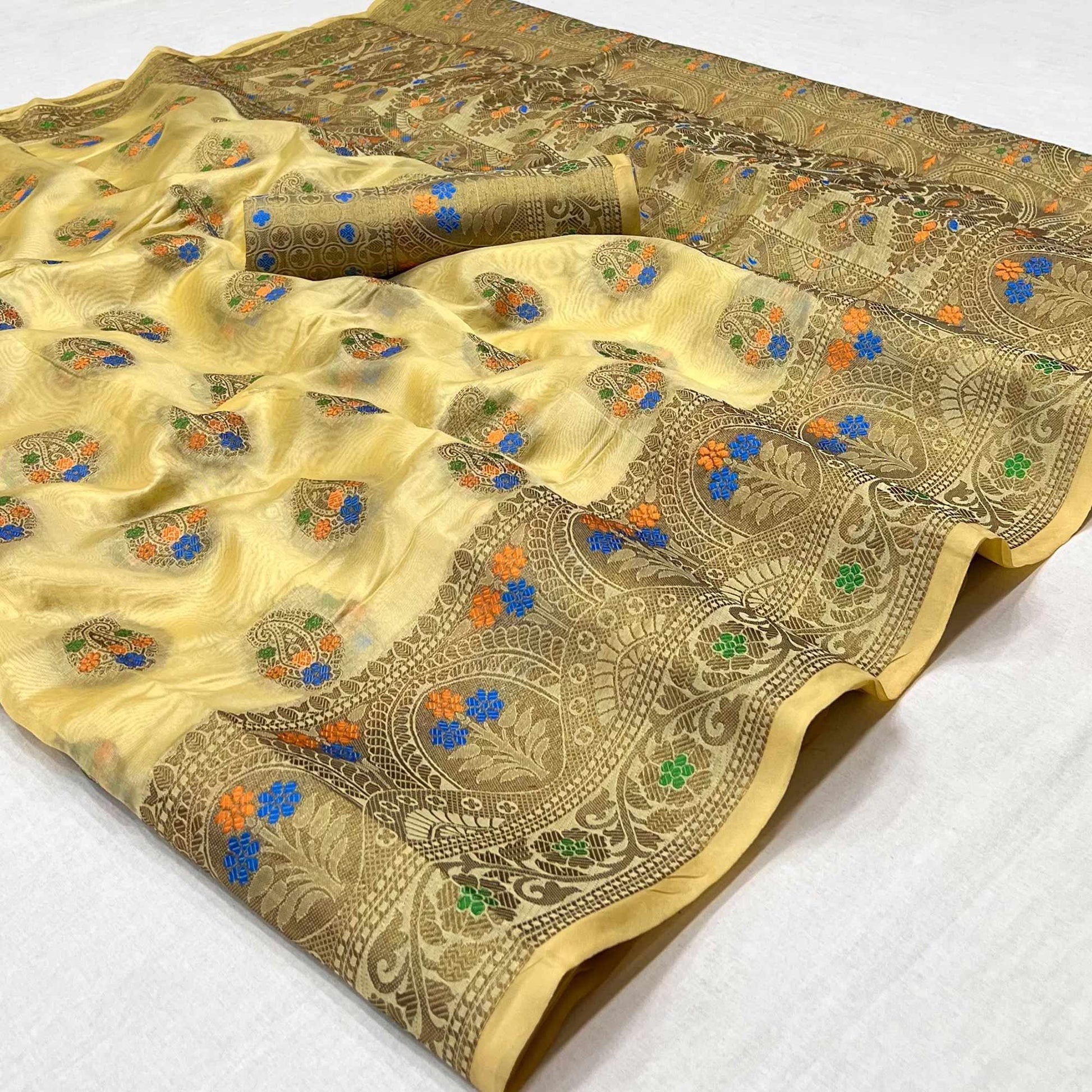 Chikoo Woven Organza Saree
