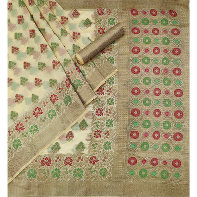 Chikoo Woven Organza Saree