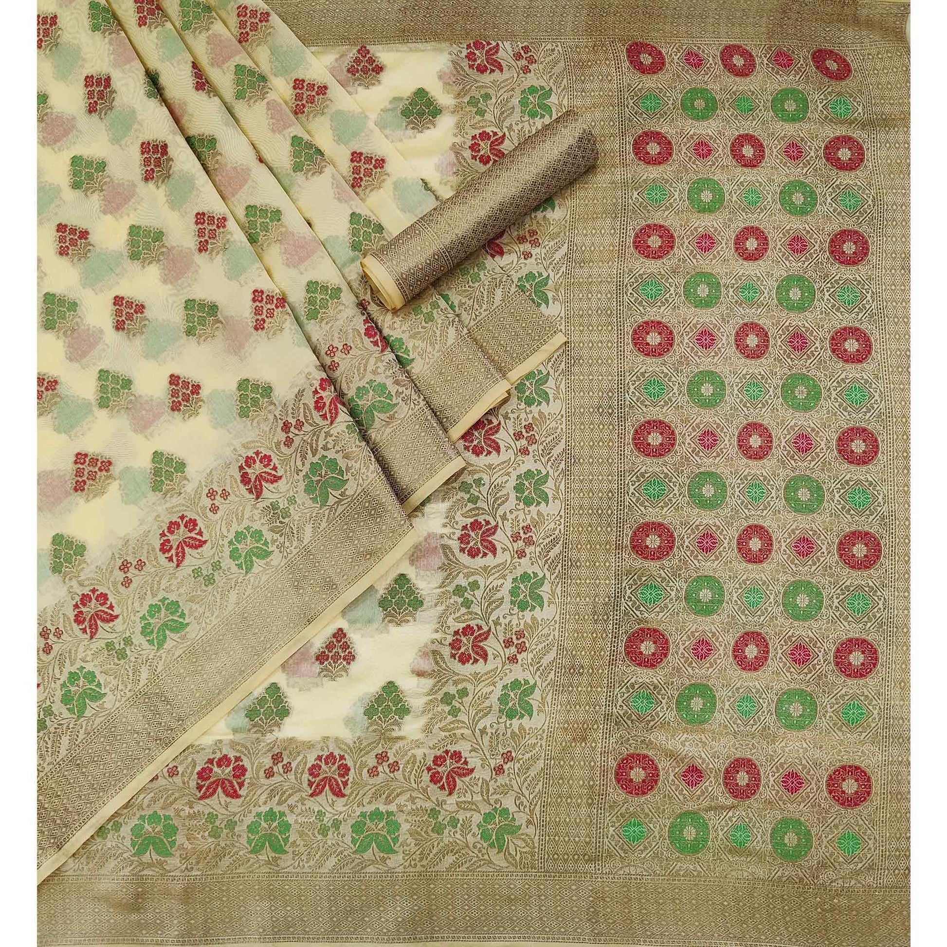 Chikoo Woven Organza Saree