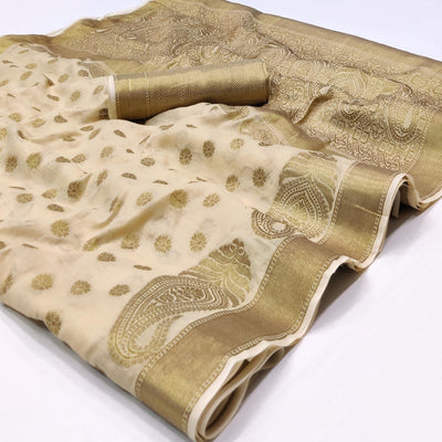 Chikoo Woven Cotton Blend Saree