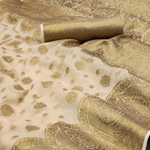 Chikoo Woven Cotton Blend Saree