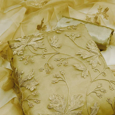 Chiku Embroidered Organza Dress Material
