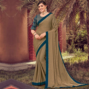 Chiku Festive Wear Solid Chiffon Saree With Border