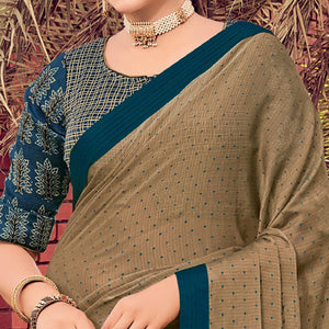 Chiku Festive Wear Solid Chiffon Saree With Border