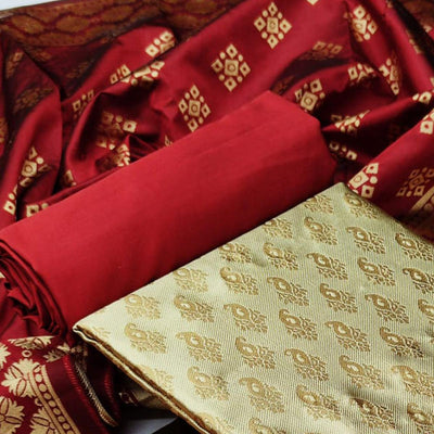 Chiku Festive Wear Woven Banarasi Silk Dress Material