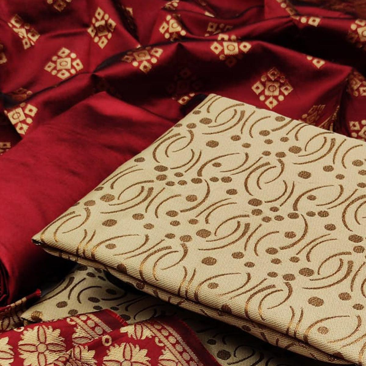 Chiku Festive Wear Woven Banarasi Silk Dress Material
