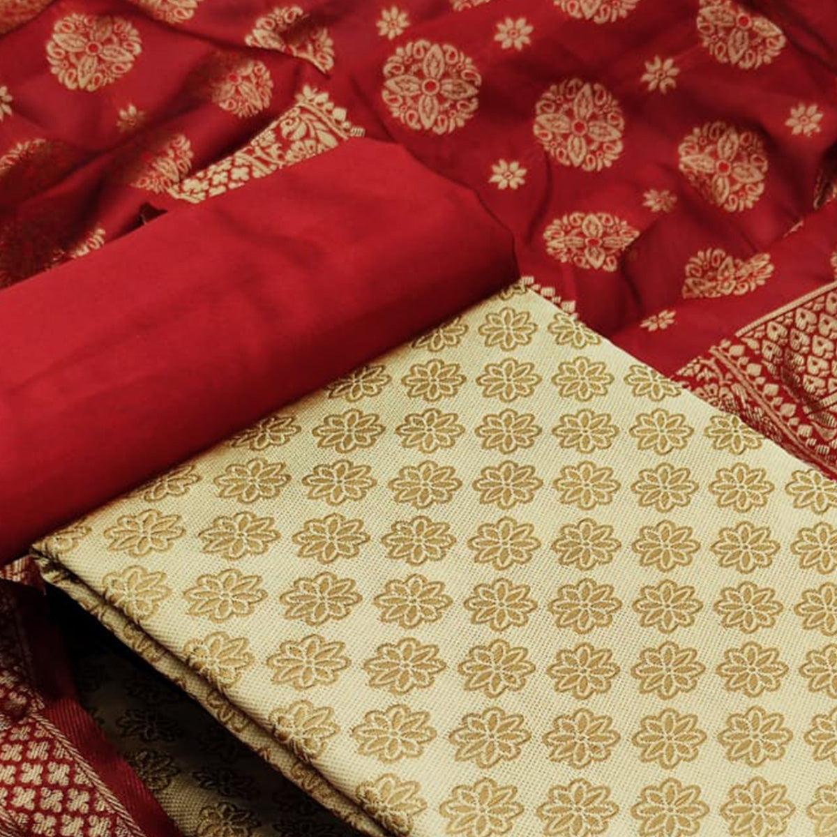 Chiku Festive Wear Woven Banarasi Silk Dress Material