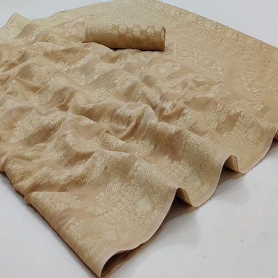 Chiku Festive Wear Woven Cotton Saree