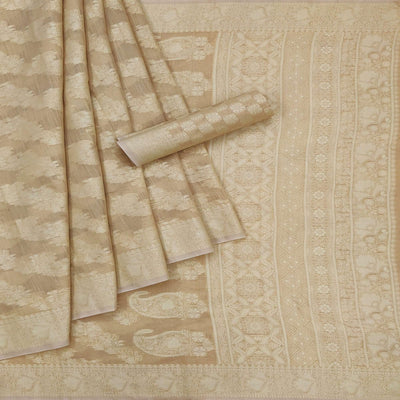 Chiku Festive Wear Woven Cotton Saree