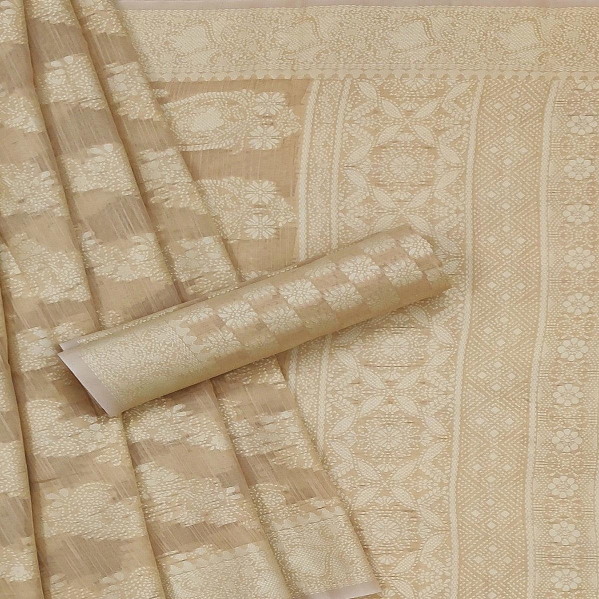 Chiku Festive Wear Woven Cotton Saree
