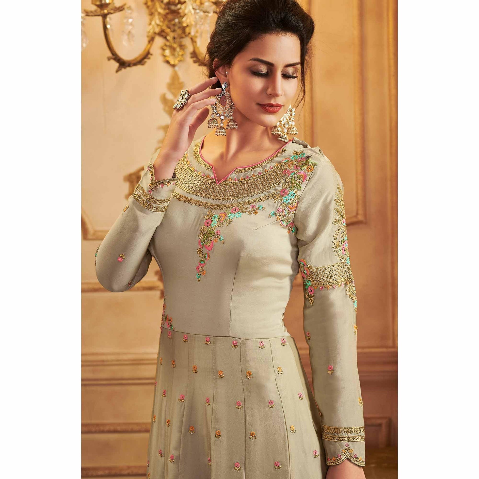 Chiku Partywear Embroidered Georgette Anarkali Suit