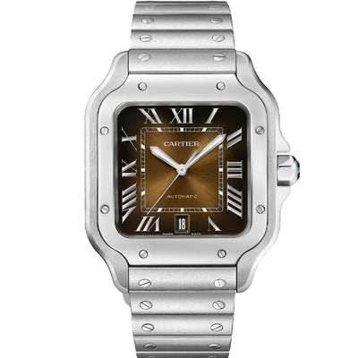 Cartier 'SANTOS DE CARTIER, LARGE, AUTOMATIC, STEEL, INTERCHANGEABLE METAL AND LEATHER BRACELETS'
