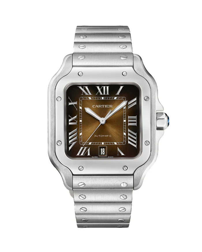 Cartier 'SANTOS DE CARTIER, LARGE, AUTOMATIC, STEEL, INTERCHANGEABLE METAL AND LEATHER BRACELETS'