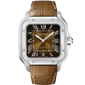 Cartier 'SANTOS DE CARTIER, LARGE, AUTOMATIC, STEEL, INTERCHANGEABLE METAL AND LEATHER BRACELETS'