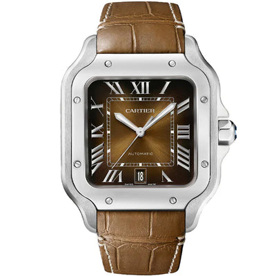 Cartier 'SANTOS DE CARTIER, LARGE, AUTOMATIC, STEEL, INTERCHANGEABLE METAL AND LEATHER BRACELETS'