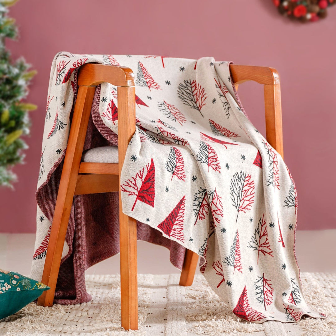 Trees And Snowflakes Throw Blanket