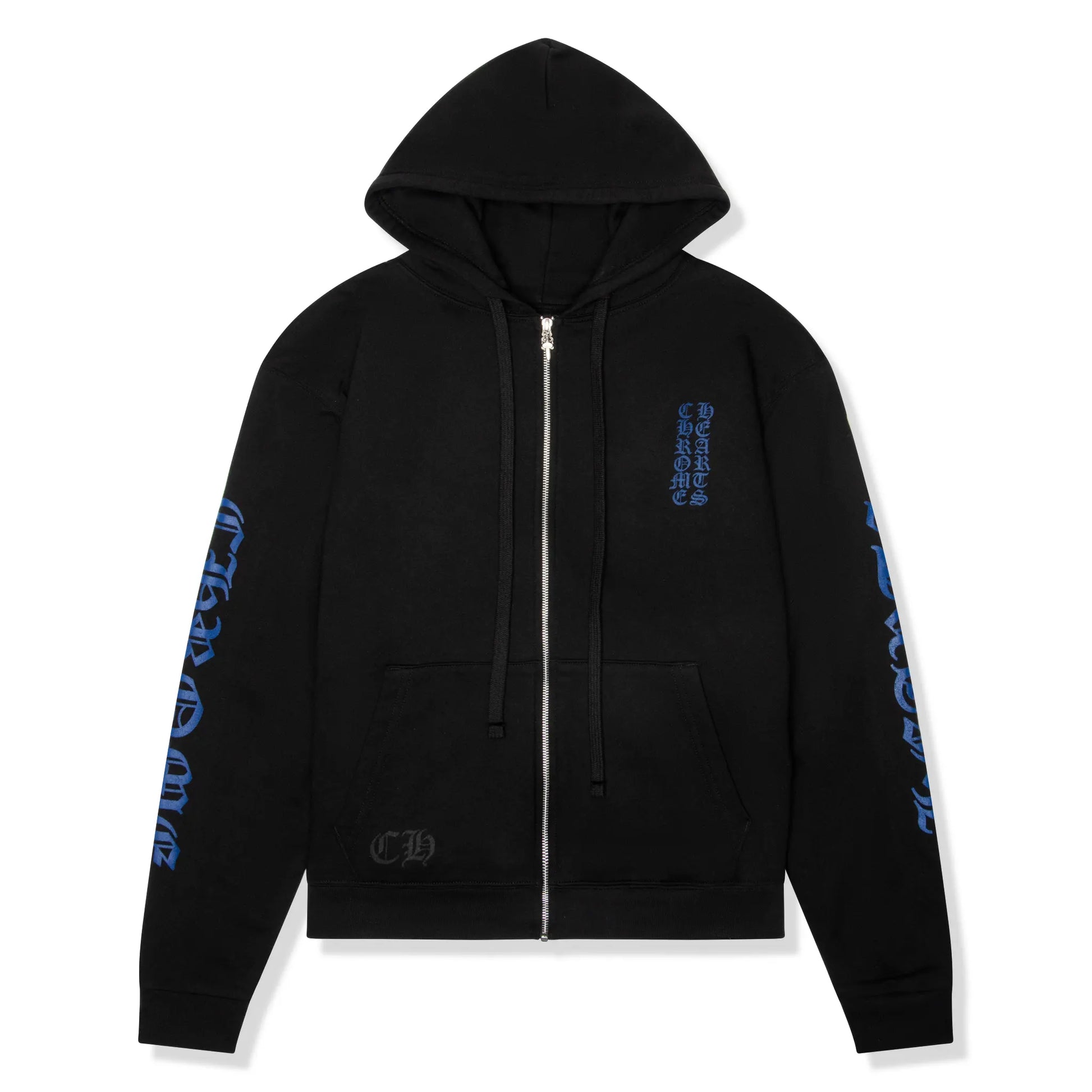 Chrome Hearts 1988 Script Logo Zip-Up Black Blue Hoodie