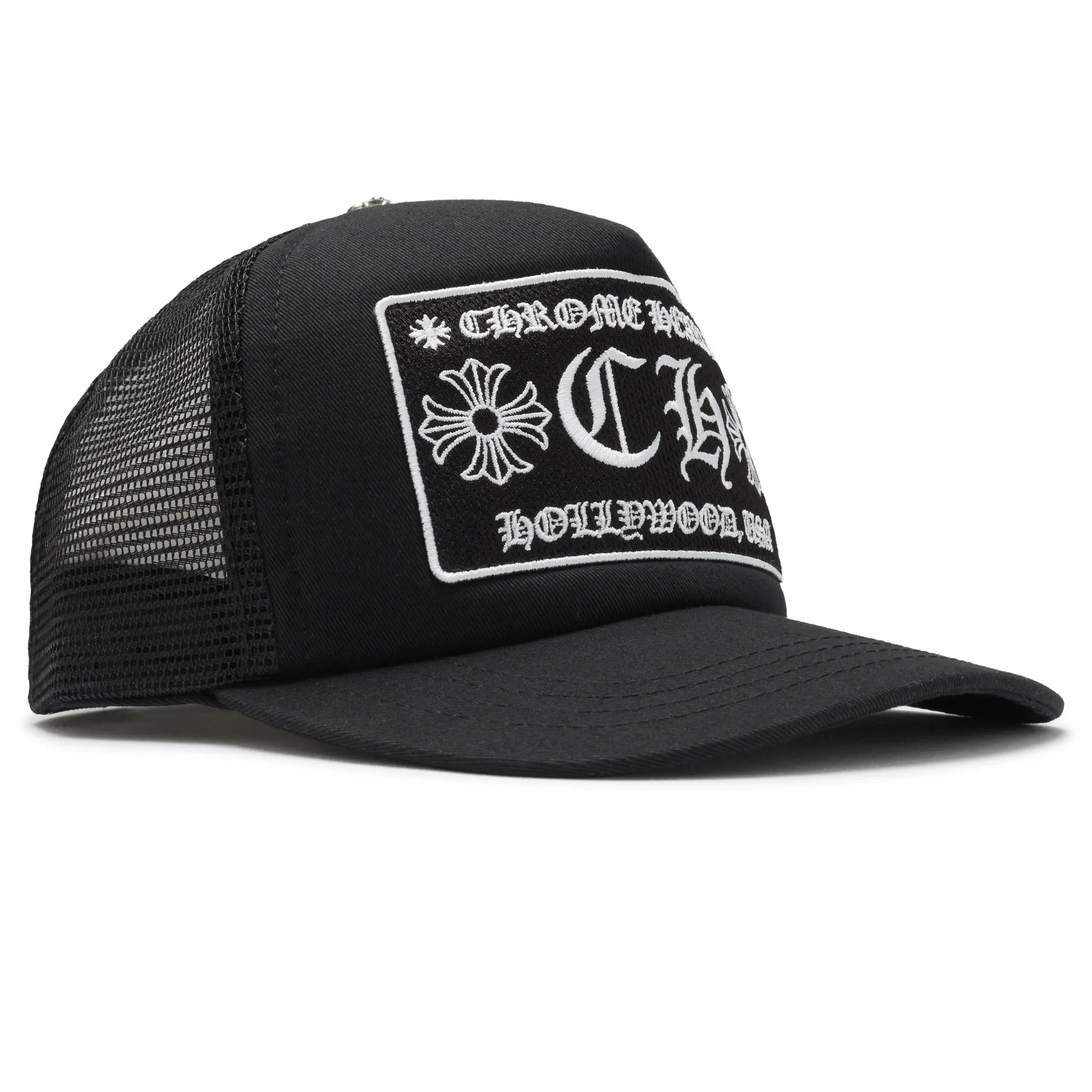 Chrome Hearts CH Hollywood Usa Black Trucker Cap