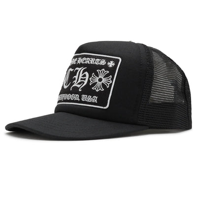 Chrome Hearts CH Hollywood Usa Black Trucker Cap