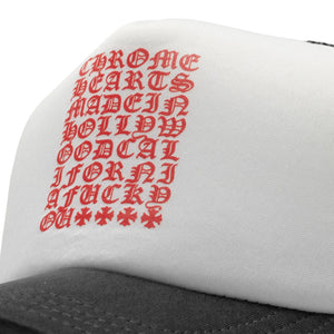 Chrome Hearts Eyechart Black White Red Trucker Cap