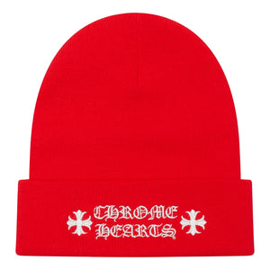 Chrome Hearts Logo Red Beanie