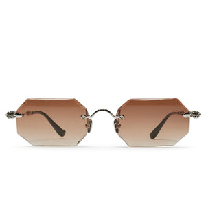 Chrome Hearts Pills III Custom Silver Brown Diamond Cut Sunglasses