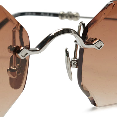Chrome Hearts Pills III Custom Silver Brown Diamond Cut Sunglasses