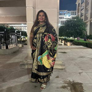 Black Shree Ganesh Pattachitra Saree