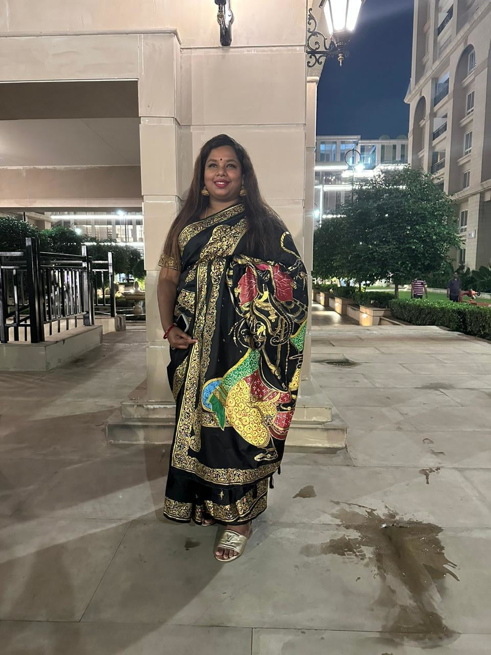 Black Shree Ganesh Pattachitra Saree