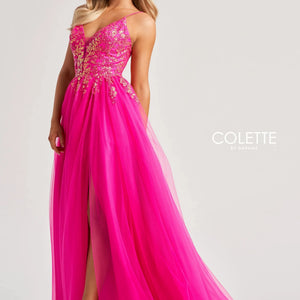Colette by Daphne CL8030 Long Lace Glitter A Line Formal Prom Dress