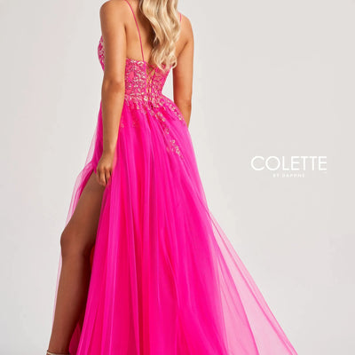 Colette by Daphne CL8030 Long Lace Glitter A Line Formal Prom Dress