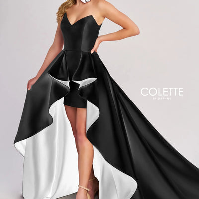 Colette by Daphne CL8695 High Low Formal Two Toned Overskirt Prom Dress
