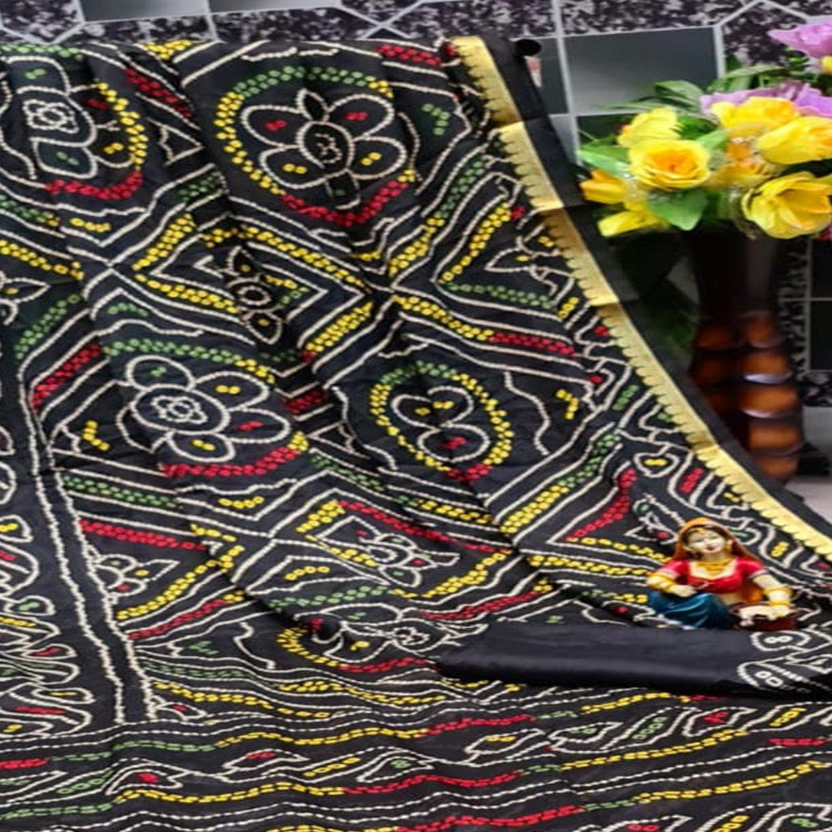 Classy Black Colored Festive Wear Woven Moss Georgette Saree
