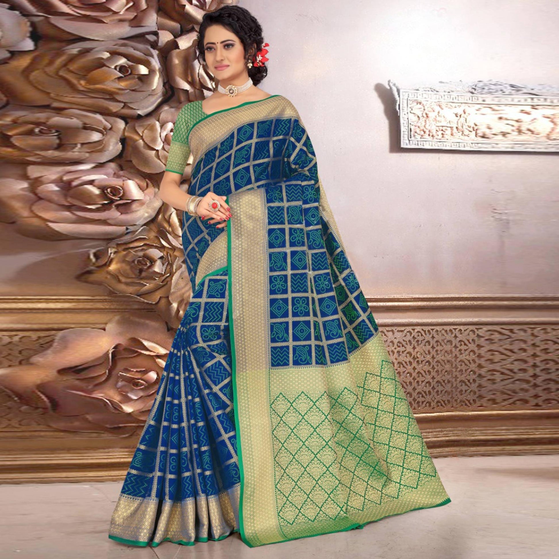 Classy Blue Colored Festive Wear Woven Banarasi Silk Saree