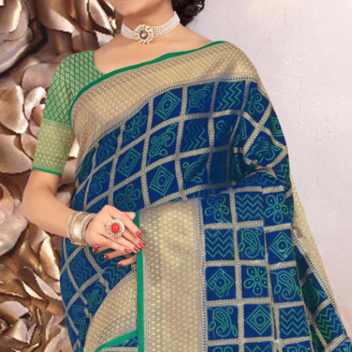 Classy Blue Colored Festive Wear Woven Banarasi Silk Saree