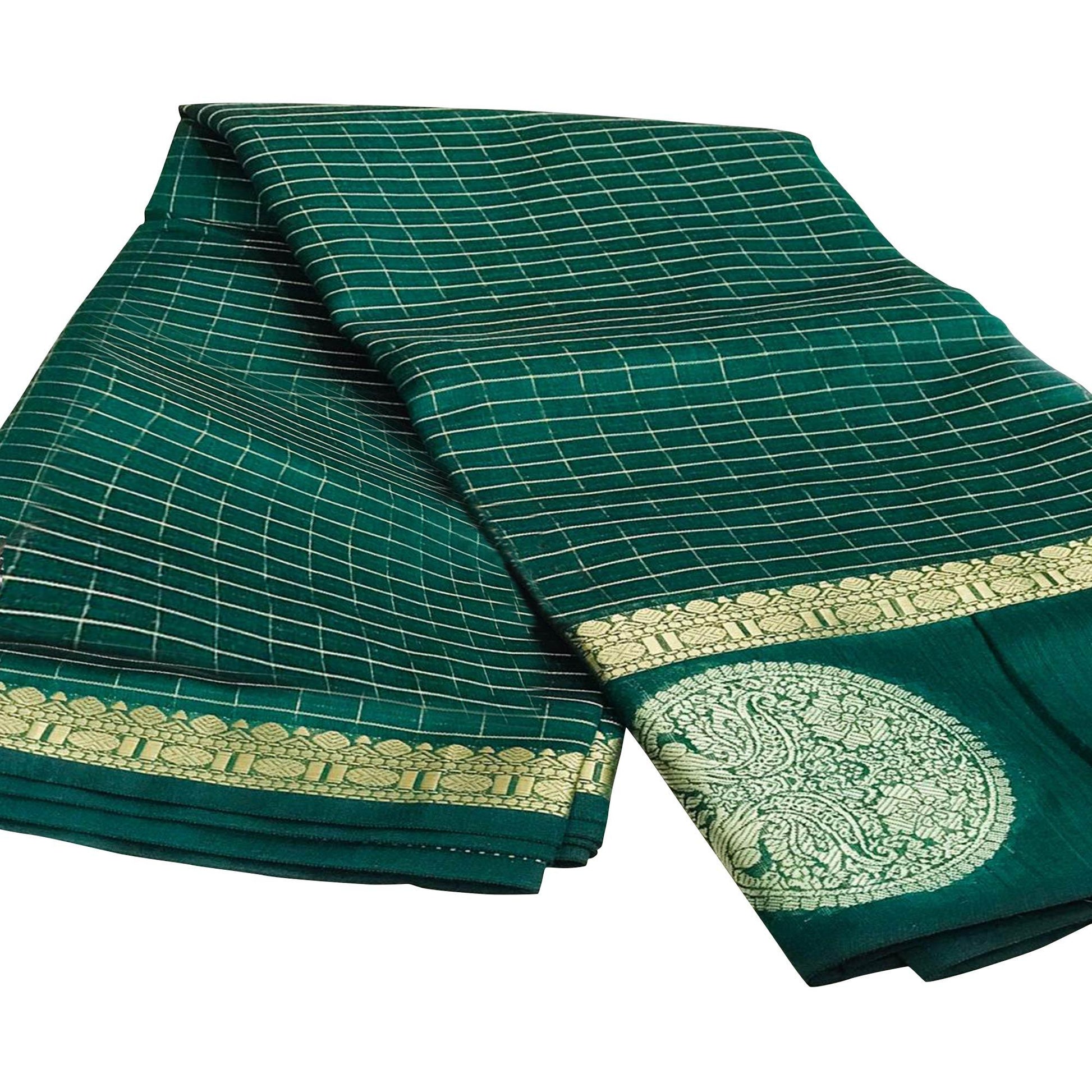 Classy Dark Green Colored Festive Wear Woven Silk Saree