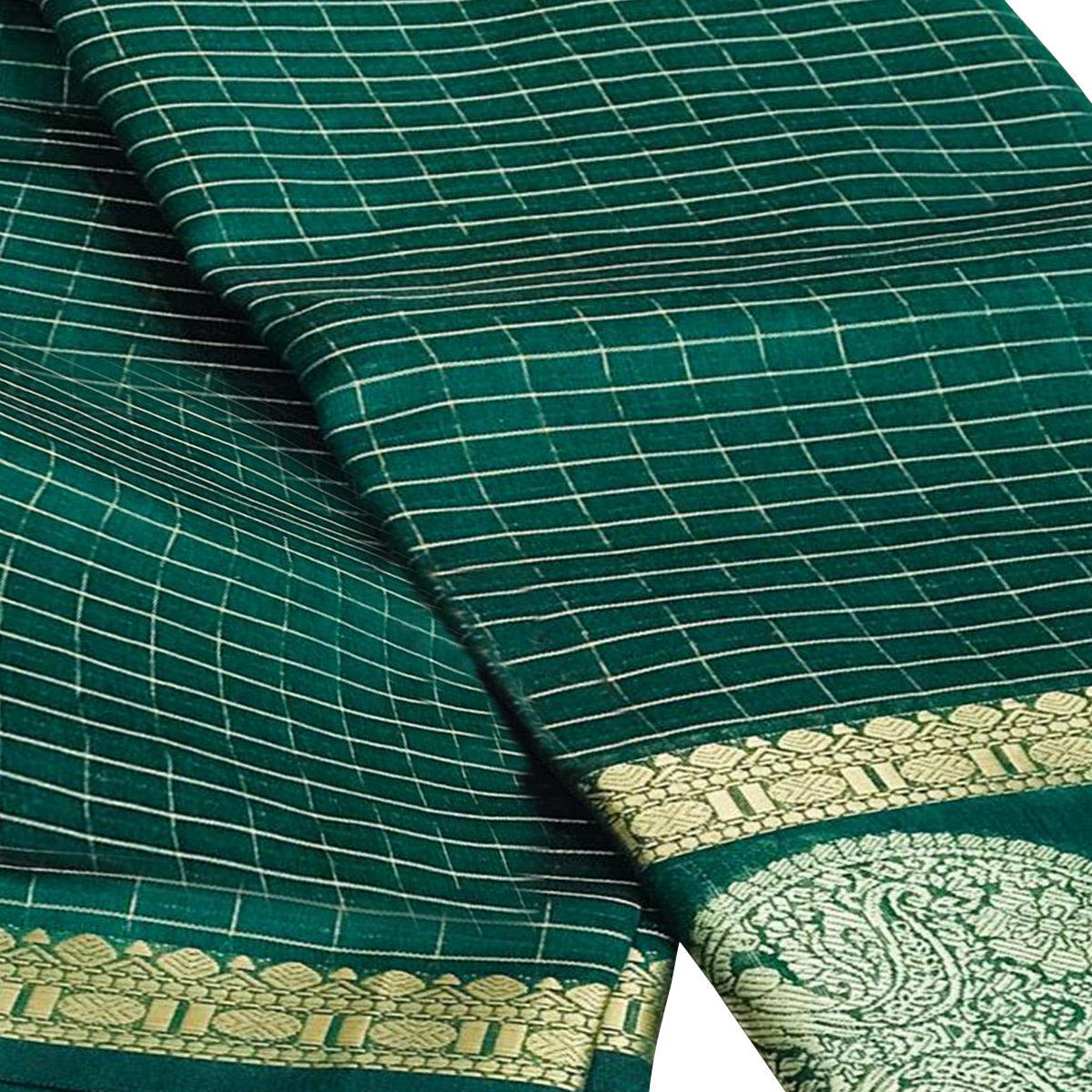 Classy Dark Green Colored Festive Wear Woven Silk Saree