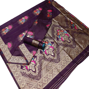 Classy Dark Purple Colored Festive Wear Woven Banarasi Silk Saree