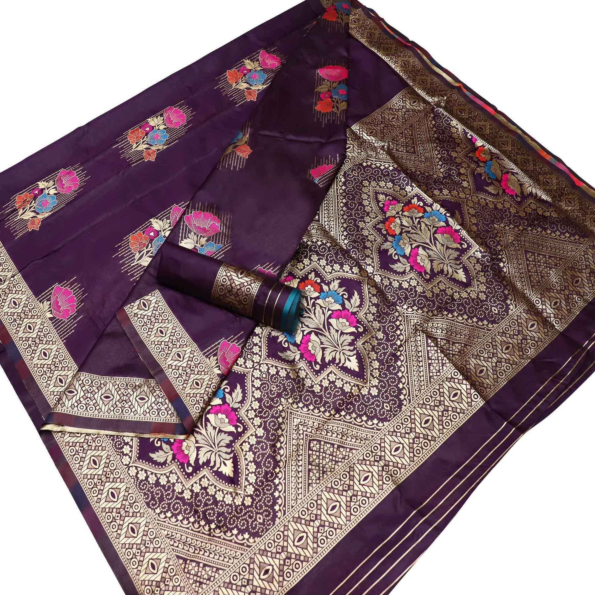 Classy Dark Purple Colored Festive Wear Woven Banarasi Silk Saree