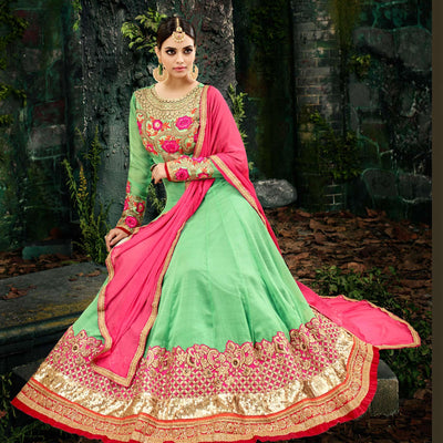 Classy Green Georgette Chiffon Designer Anarkali Suit