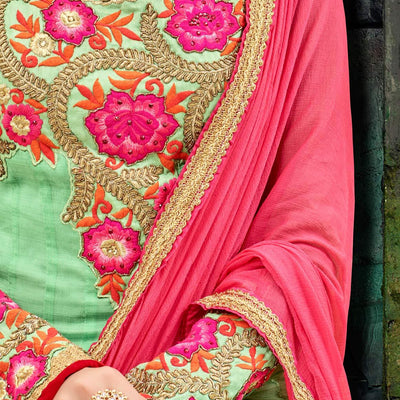 Classy Green Georgette Chiffon Designer Anarkali Suit