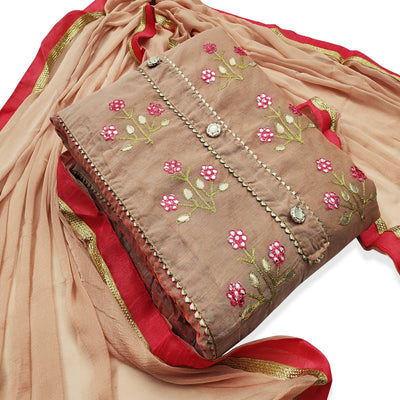 Classy Mauve Colored Casual Wear Embroidered Modal Dress Material