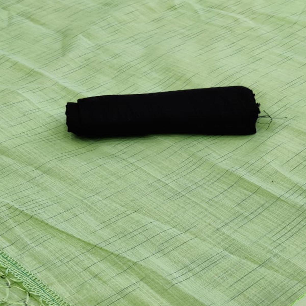 Classy Mehendi Green Colored Casual Wear Solid Cotton Saree