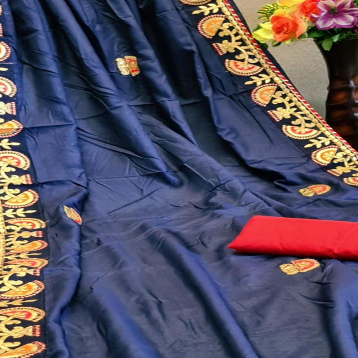 Classy Navy Blue Colored Festive Wear Butta Work Dola Silk Saree