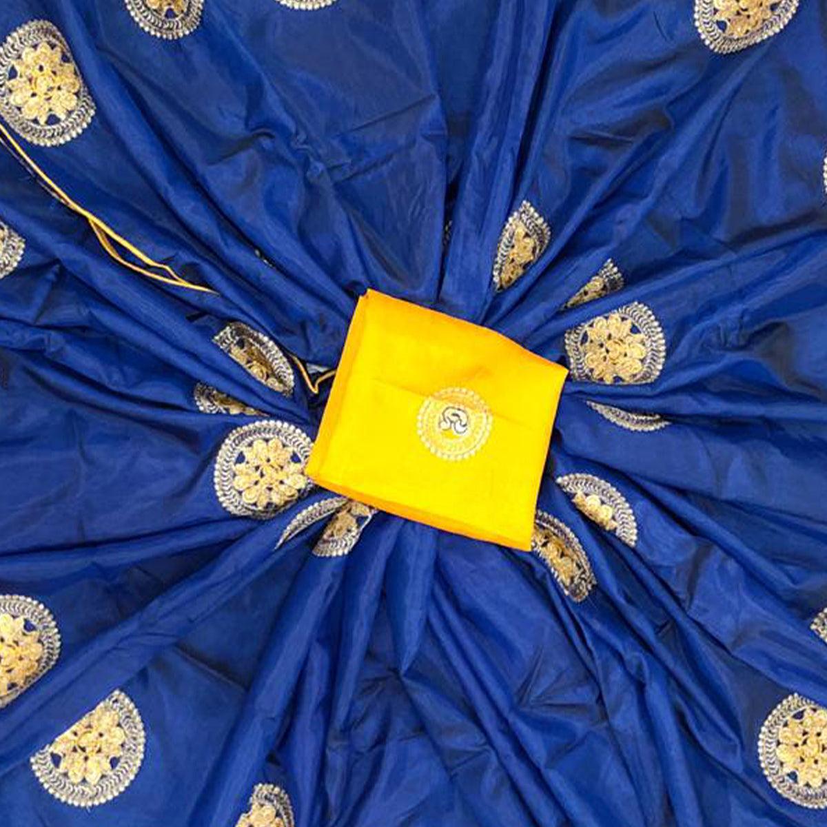 Classy Navy Blue Colored Festive Wear Embroidered Art Silk Saree